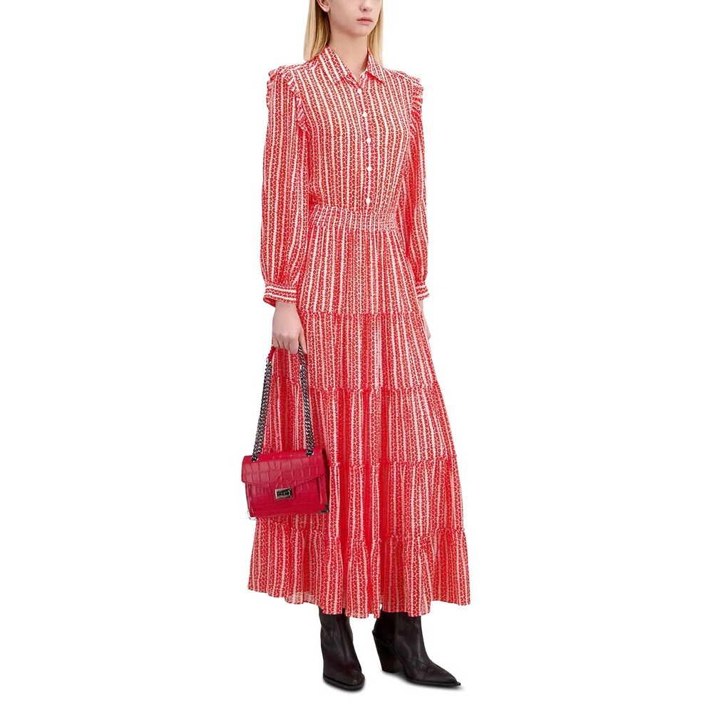 The Kooples NEW Floral Print Collared Dress Red/White Size FR 2/US Med MSRP $525